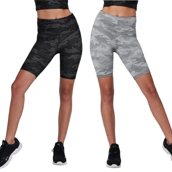 Wear It To Heart WITH lot of 3 camo strappy gym bra biker shorts and tank XS/S - Picture 5 of 8